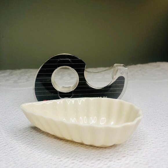 Belleek Vintage Open Salt Cellar Dish Teardrop Fluted 6th Mark 3rd Green - Picture 13 of 16